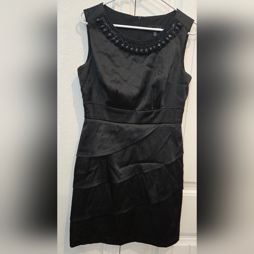 Connected Apparel Black Asymmetrical Sheath Dress